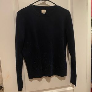 Women long sleeve shirt. Navy blue with sparkles at the bottom & on the sleeves